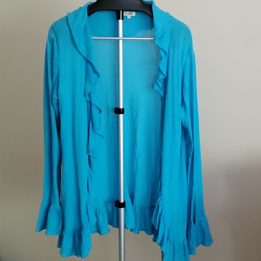 Neiman Marcus Blue Open Front Cardigan